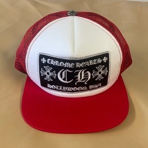 White/red Chrome Hearts Trucker Hat